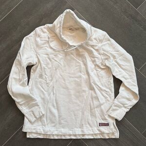 Vineyard Vibes XS White Funnel Neck Sweatshirt